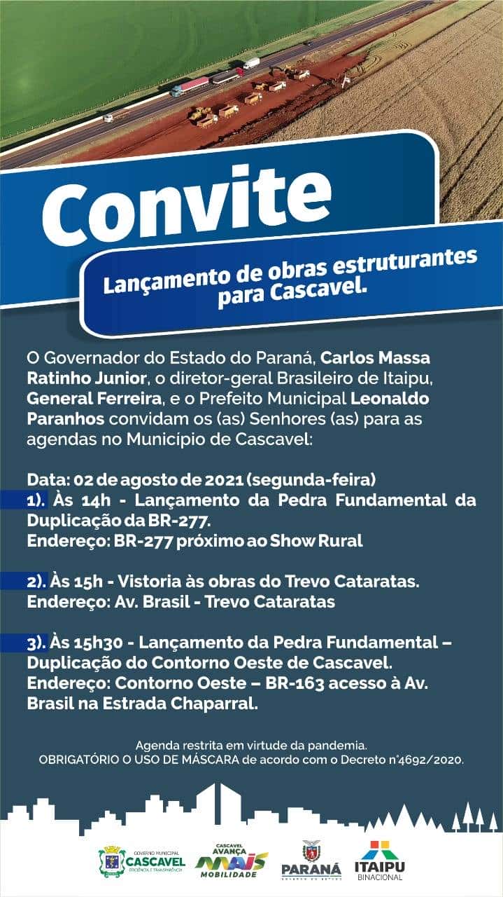 COLUNA 02 08 – Governador Ratinho Júnior em Cascavel e a política no Município fervilhando